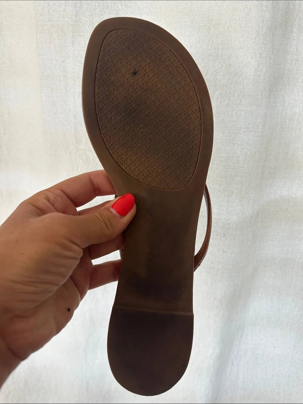Tory Burch Brown Leather Logo Terra Thong Sandals with Gold Emblem 11 EUC